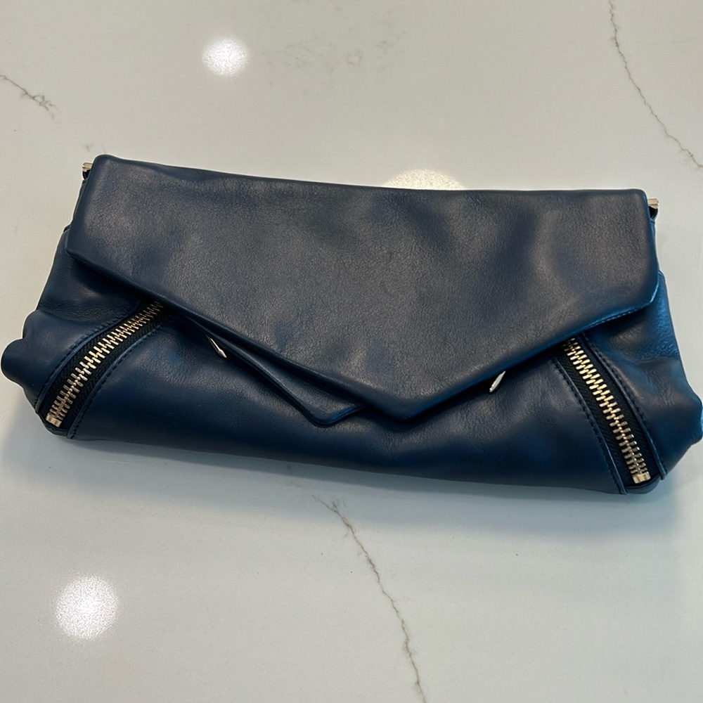 Navy clutch/crossbody strap-chain